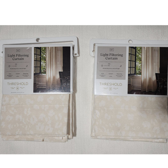 threshold light filtering curtains L 84'' x W 50'' modern dot Farrah set of two - Picture 1 of 9